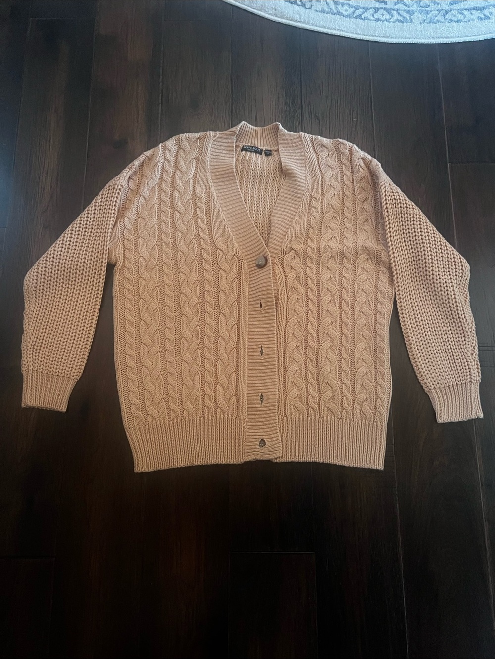 Women’s Cable Knit Button-Front Cardigan Sweater - Beige